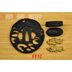 High Quality Carp Theme Iron Tsuba Fittings For Japanese Samurai Sword